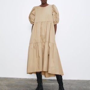 NWT Zara Midi Poplin Dress with Pockets